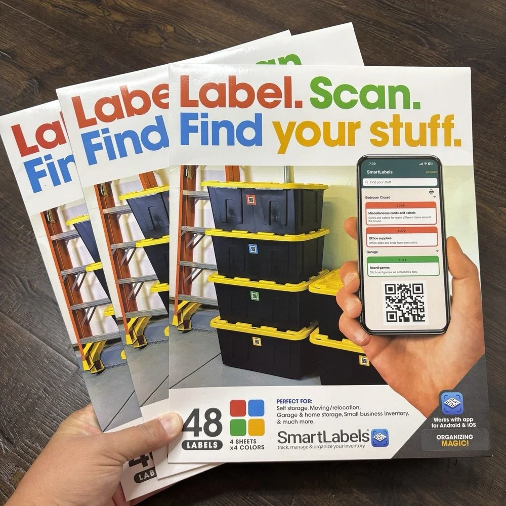 3x SmartLabels QR Code Labels 48 Pack Color Coded Storage App iOS Android